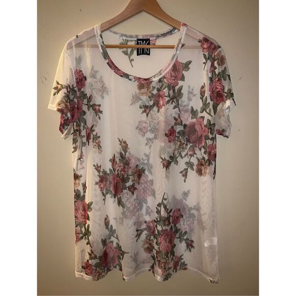 Vintage TMG New York sheer mesh floral top. Size 3X - Picture 3 of 10